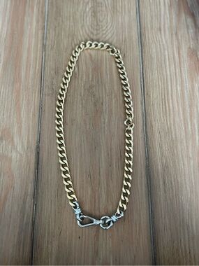 Gold and Silver Toned Chunky Chain Necklace with Silver Clasp